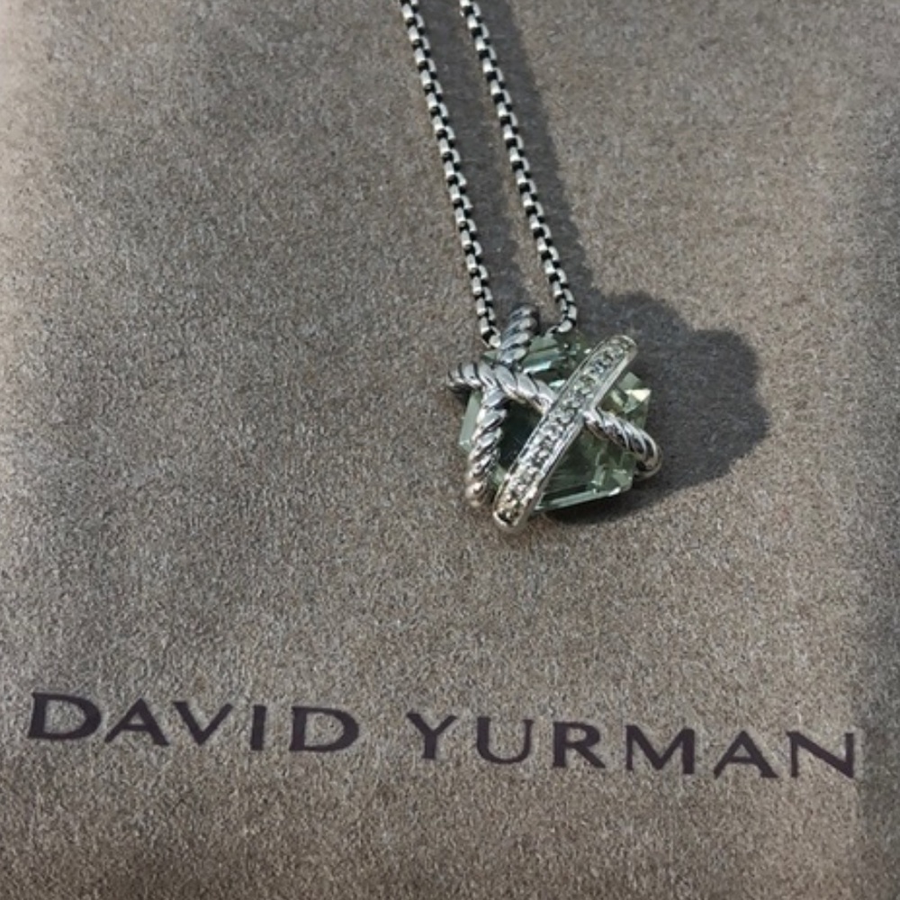 NIB David Yurman Cable Wrap Necklace with Prasiolite and Diamonds